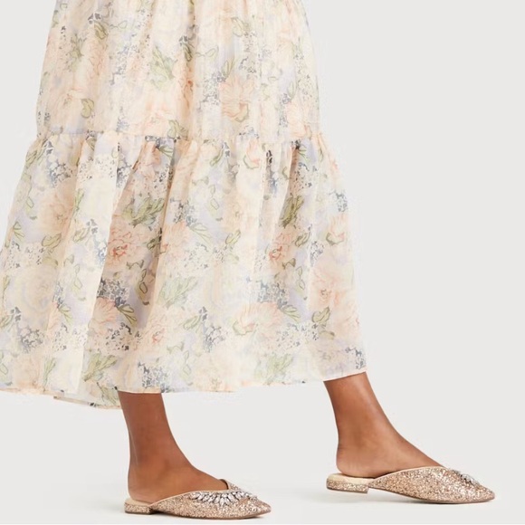 Birdies The Swan Jeweled Gold Sparkle Mule Slide Slipper 8 - Picture 4 of 7